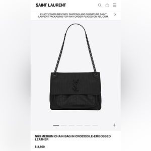 YSL NIKI MEDIUM CHAIN BAG IN CROCODILE- EMBOSSED LEATHER